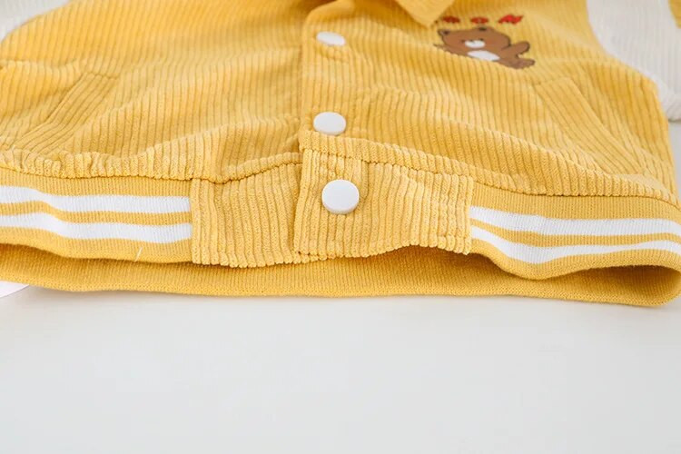 Pavasara un rudens bērnu multfilma lāča uzvalks ar garām piedurknēm zēnu burtu jaka jaka bikses velveta divdaļīgs ikdienas sporta apģērbs