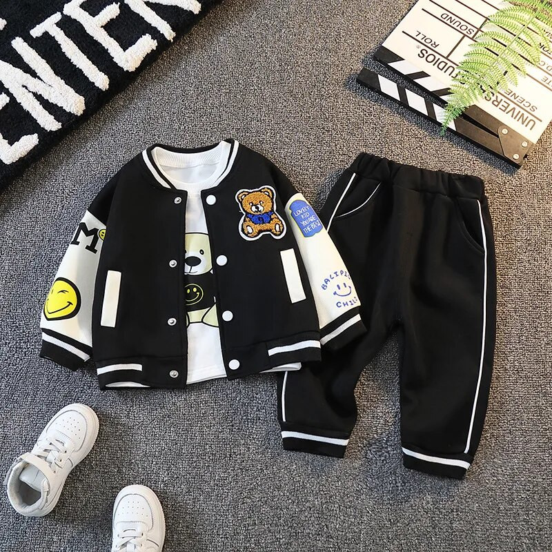 Vaikų berniukų rinkiniai Drabužiai kūdikiams nuo 12 iki 18 mėnesių Animaciniai megztiniai paltai Balti marškinėliai kelnės Vaikiški kostiumai berniukų sportiniai kostiumai