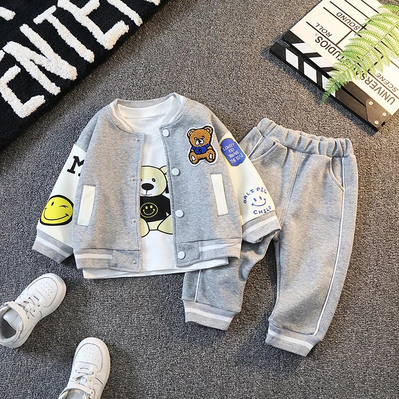 Vaikų berniukų rinkiniai Drabužiai kūdikiams nuo 12 iki 18 mėnesių Animaciniai megztiniai paltai Balti marškinėliai kelnės Vaikiški kostiumai berniukų sportiniai kostiumai