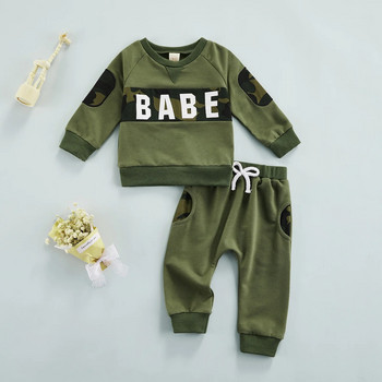 Citgeett Φθινόπωρο νεογέννητο μωρό αγόρια casual αθλητικές φόρμες παραλλαγής Επιστολή εκτύπωσης μακρυμάνικο φούτερ + παντελόνι τσέπης φθινοπωρινά ρούχα
