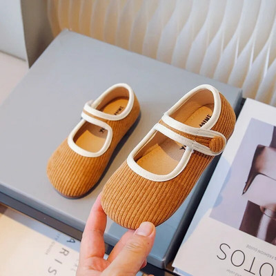 Rudens apavi bērniem korejiešu stila meiteņu elpojošas ādas apavi maziem bērniem, mīkstas plakanas ikdienas apavi Bērnu Mary Janes deju apavi