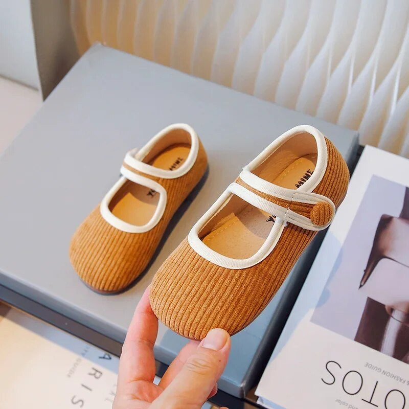 Rudens apavi bērniem korejiešu stila meiteņu elpojošas ādas apavi maziem bērniem, mīkstas plakanas ikdienas apavi Bērnu Mary Janes deju apavi