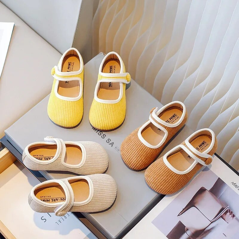 Rudens apavi bērniem korejiešu stila meiteņu elpojošas ādas apavi maziem bērniem, mīkstas plakanas ikdienas apavi Bērnu Mary Janes deju apavi