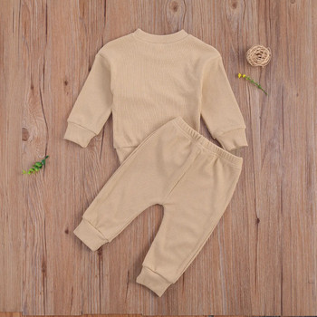 FOCUSNORM 0-24M Есенни комплекти дрехи за бебета, момичета, момчета, плътен пуловер с дълъг ръкав, суичъри, горнища, панталони, панталони, 4 цвята