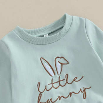 Μικρό παιδί Παιδιά Αγόρια Κορίτσια Πασχαλινά Ρούχα Στολή Κουνέλι γράμμα Κέντημα Μακρυμάνικο Φούτερ Ελαστική μέση με τσέπη