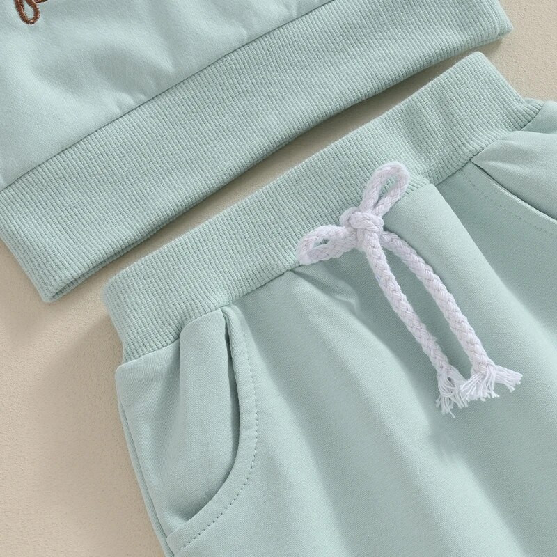 Maži vaikai Vaikai berniukai Mergaitėms Velykiniai drabužiai Apranga Triušio raidžių siuvinėjimas Ilgomis rankovėmis megztiniai Elastingos juosmens kišeninės kelnės