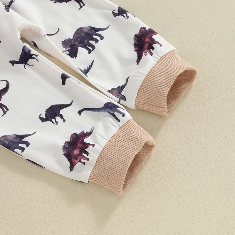Mazu bērnu zēnu rudens apģērbi multfilmas dinozauru raksts ar garām piedurknēm ar apaļu apkakli Džemperi, elastīgi jostasvietas bikses, sporta apģērbi