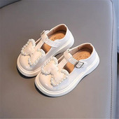 Tüdrukute pulmakingad Vibu nahast kingad tüdrukutele valged peokingad printsessi kingad