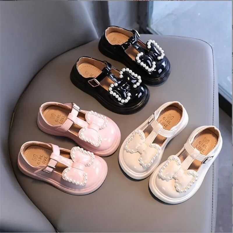 Tüdrukute pulmakingad Vibu nahast kingad tüdrukutele valged peokingad printsessi kingad