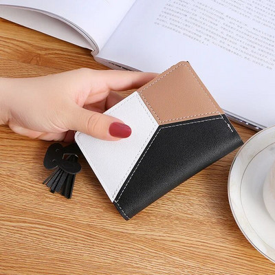 Geometrică Femei Portofele roz drăguț Poșetă de buzunar Suport card Portofel mozaic Damă Moda Femeie Geantă scurtă pentru monede Burse