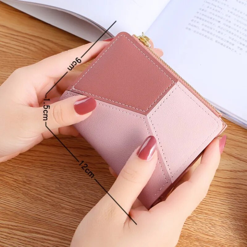 Γεωμετρικά γυναικεία χαριτωμένα ροζ πορτοφόλια Θήκη για πορτοφόλι τσέπης συνονθύλευμα πορτοφόλι Lady Γυναικεία μόδα Κοντά νομίσματα Burse Money Bag