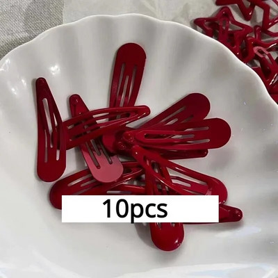 10 gab/partija Jauns Red Star Snap Clip for Girl Waterdrop Barrettes Black Hairpin Sieviešu Sudraba matu sprādzes Aksesuāri Kawaii BB Clip