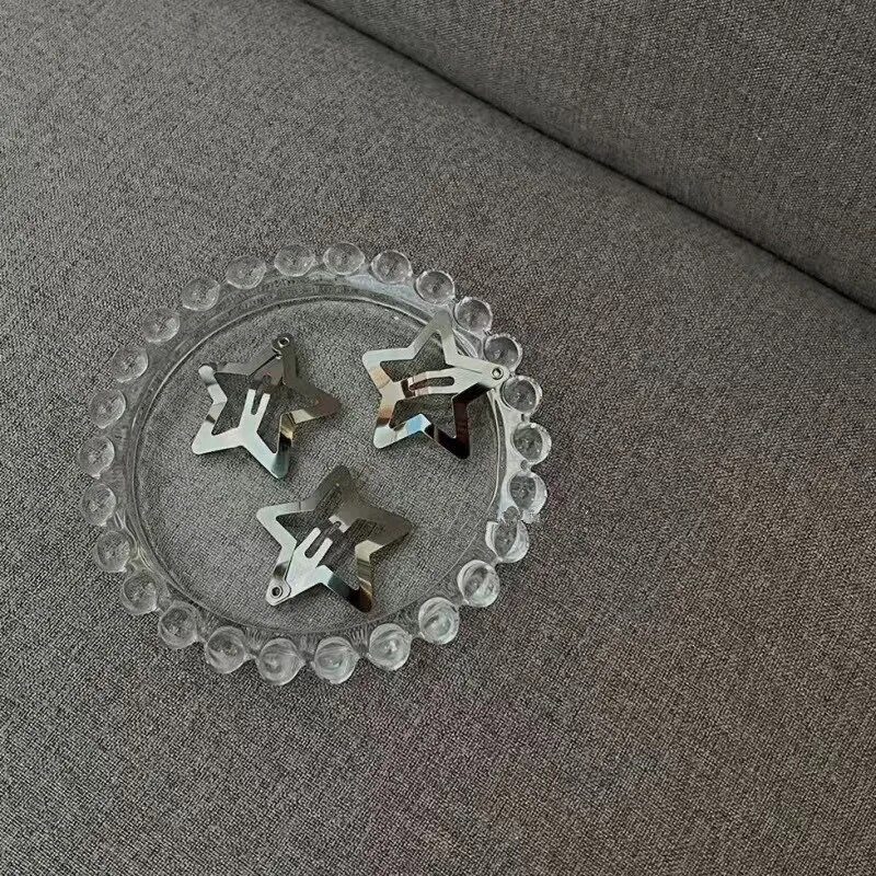 10-50 бр. Сребърна звезда BB щипки за коса Момичета Y2K Сладки шноли със звезди Дамски обикновени метални щипки за глава Аксесоари за коса Бижута