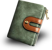 Sieviešu maki Rfid mazs divkāršs ādas maks Sieviešu mini monētu maciņš ar rāvējslēdzēju, ID kartes kabata, Carteras Para Mujer Portfel