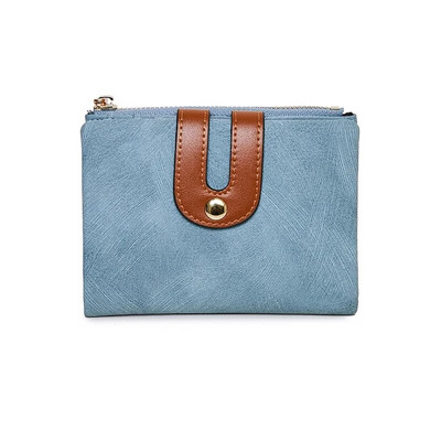 Sieviešu maki Rfid mazs divkāršs ādas maks Sieviešu mini monētu maciņš ar rāvējslēdzēju, ID kartes kabata, Carteras Para Mujer Portfel