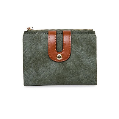 Sieviešu maki Rfid mazs divkāršs ādas maks Sieviešu mini monētu maciņš ar rāvējslēdzēju, ID kartes kabata, Carteras Para Mujer Portfel