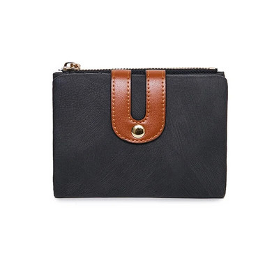 Sieviešu maki Rfid mazs divkāršs ādas maks Sieviešu mini monētu maciņš ar rāvējslēdzēju, ID kartes kabata, Carteras Para Mujer Portfel