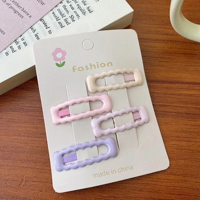 4GAB/partija Baby Solid Matu Spraudītes Zvaigznīte Truši Lācis Matadatas meitenēm Bērniem Piena Tēja Krāsa Ģeometriskas Spraudītes Jauki matu aksesuāri