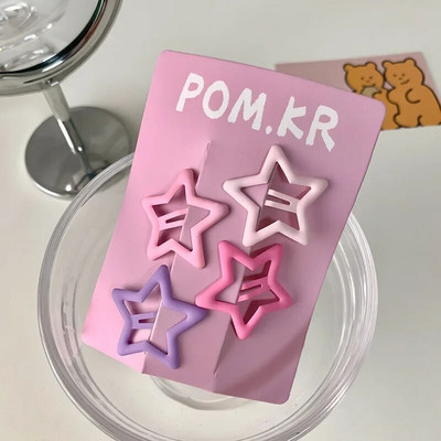 4GAB/partija Baby Solid Matu Spraudītes Zvaigznīte Truši Lācis Matadatas meitenēm Bērniem Piena Tēja Krāsa Ģeometriskas Spraudītes Jauki matu aksesuāri