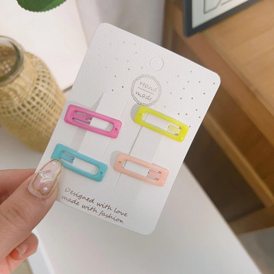 4GAB/partija Baby Solid Matu Spraudītes Zvaigznīte Truši Lācis Matadatas meitenēm Bērniem Piena Tēja Krāsa Ģeometriskas Spraudītes Jauki matu aksesuāri