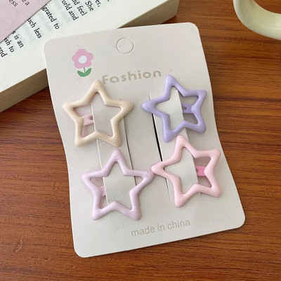 4GAB/partija Baby Solid Matu Spraudītes Zvaigznīte Truši Lācis Matadatas meitenēm Bērniem Piena Tēja Krāsa Ģeometriskas Spraudītes Jauki matu aksesuāri