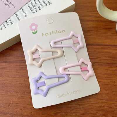 4GAB/partija Baby Solid Matu Spraudītes Zvaigznīte Truši Lācis Matadatas meitenēm Bērniem Piena Tēja Krāsa Ģeometriskas Spraudītes Jauki matu aksesuāri