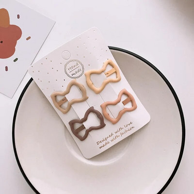 4GAB/partija Baby Solid Matu Spraudītes Zvaigznīte Truši Lācis Matadatas meitenēm Bērniem Piena Tēja Krāsa Ģeometriskas Spraudītes Jauki matu aksesuāri