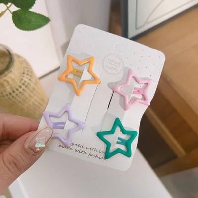 4GAB/partija Baby Solid Matu Spraudītes Zvaigznīte Truši Lācis Matadatas meitenēm Bērniem Piena Tēja Krāsa Ģeometriskas Spraudītes Jauki matu aksesuāri