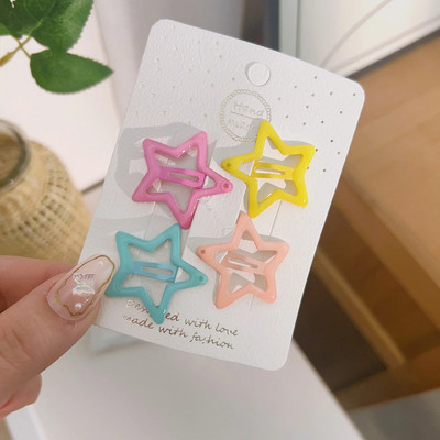 4GAB/partija Baby Solid Matu Spraudītes Zvaigznīte Truši Lācis Matadatas meitenēm Bērniem Piena Tēja Krāsa Ģeometriskas Spraudītes Jauki matu aksesuāri