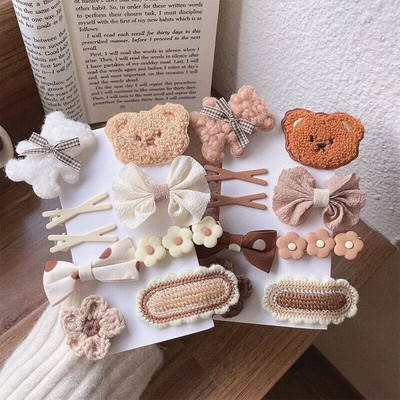 9 τμχ/Σετ Cute Bear Παιδική φουρκέτα Cartoon Baby Girls Hair Clips Bowknot Πλεκτά λουλούδια Παιδικά Barretees Αξεσουάρ για μωρά για τα μαλλιά