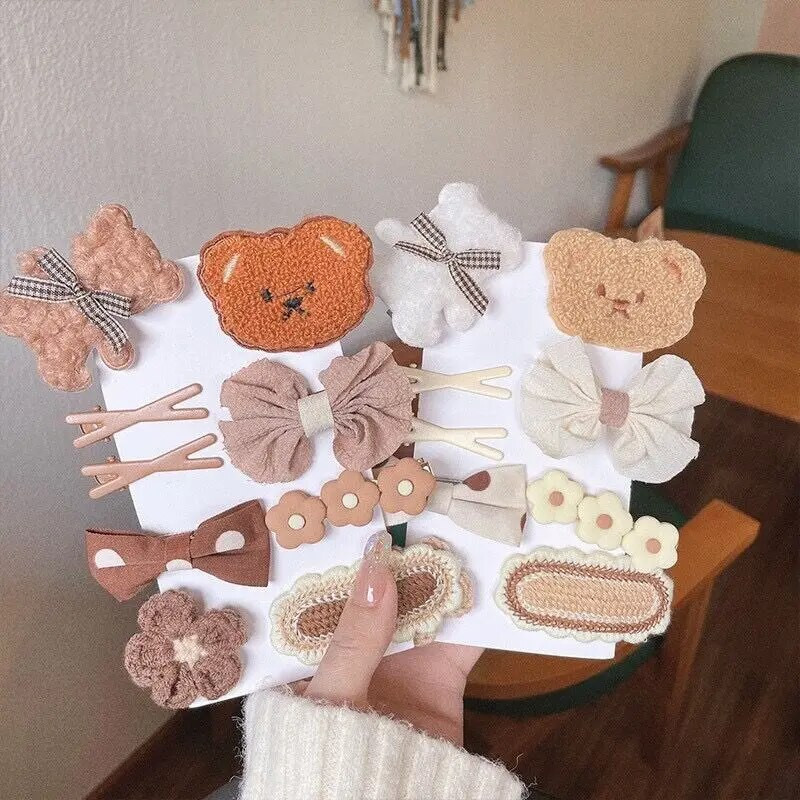 9 τμχ/Σετ Cute Bear Παιδική φουρκέτα Cartoon Baby Girls Hair Clips Bowknot Πλεκτά λουλούδια Παιδικά Barretees Αξεσουάρ για μωρά για τα μαλλιά
