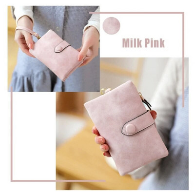 Кошелек Chic Tri-fold Wallet Women Short Wallet Korean Style Buckle Multi-slot Purse Кошелек Женски Кожаный Carteras Para Mujer
