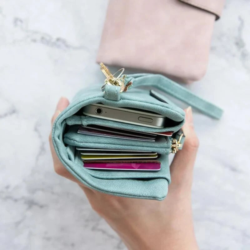Кошелек Chic Tri-fold Wallet Women Short Wallet Korean Style Buckle Multi-slot Purse Кошелек Женски Кожаный Carteras Para Mujer