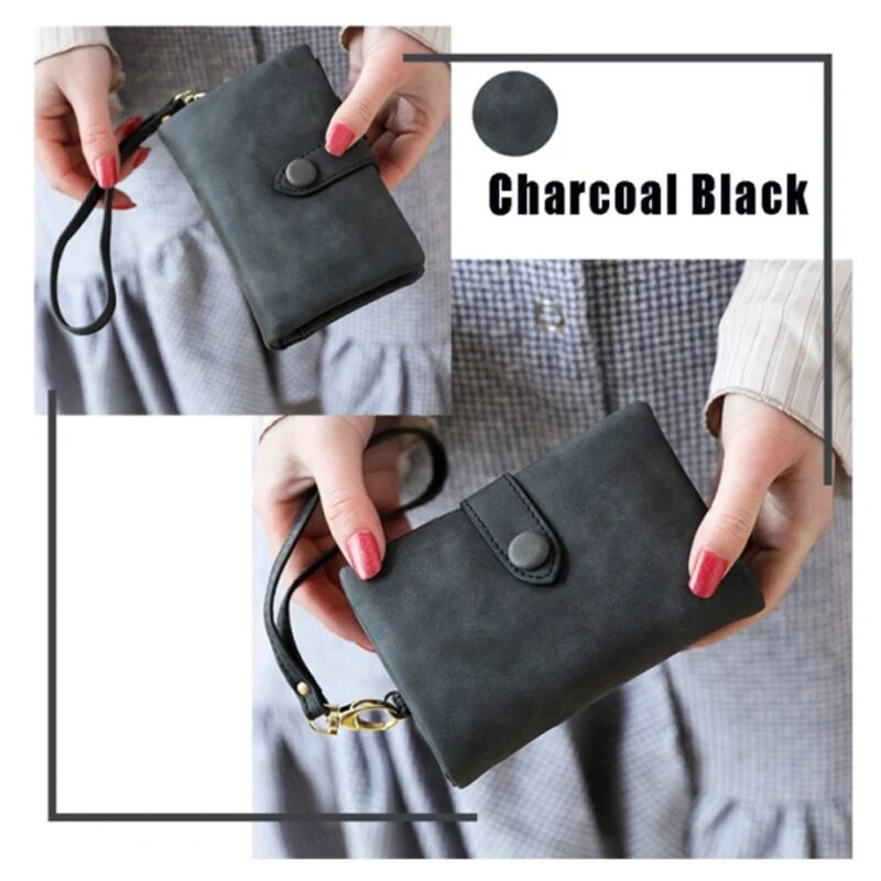 Кошелек Chic Tri-fold Wallet Women Short Wallet Korean Style Buckle Multi-slot Purse Кошелек Женски Кожаный Carteras Para Mujer