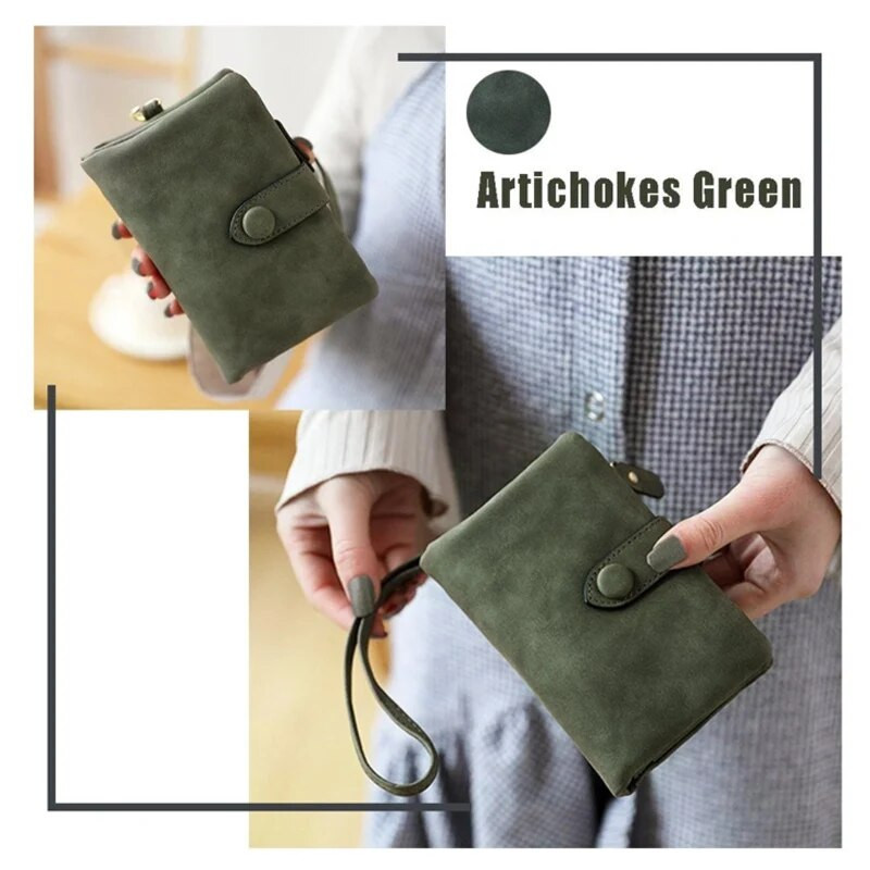 Кошелек Chic Tri-fold Wallet Women Short Wallet Korean Style Buckle Multi-slot Purse Кошелек Женски Кожаный Carteras Para Mujer