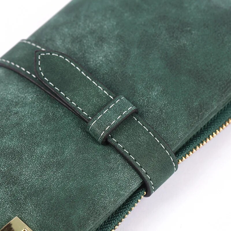 Jauni modes sieviešu maki Savelkamās aukliņas Nubuka ādas rāvējslēdzējs Garš Dizaina Maks Divi Salokāmi Vairāk Krāsu Sajūga Maks Sieviešu Monētu Maks