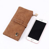 2023. gada jauns modes sieviešu maki, savilkšanas aukliņas Nubuka ādas rāvējslēdzēja maciņš, sieviešu, gara dizaina maciņš, divi salokāmi vairāk krāsu sajūgs