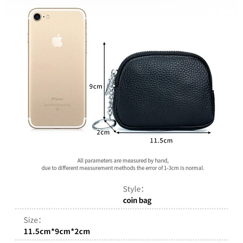 Plāns sieviešu maks Mīksta  sieviešu monētu somiņa īstas ādas rāvējslēdzēja monētu maks gadījuma atslēgu turētājs, maza naudas soma