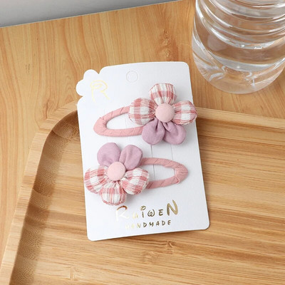 2Gb Bow Ziedi Matu sprādze Meitene Jauki Matu lentes Matu Aksesuāri Ar rokām darināts audums Galvassegas Matadatas Karikatūra Matadata Galvassega Dāvana