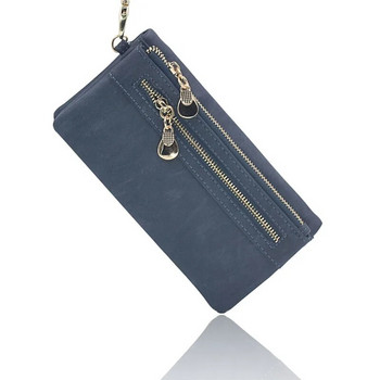 PUOU 2020 Модни портмонета с цип Дамски портфейли с плик Дълъг портфейл Дамски портфейл с клъч с дълга част Мека чанта за пари от PU кожа
