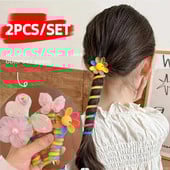 2 tk Candy Color Telefoni traat Hiar Bands Tüdrukute Elastsus Kummipael Elastsed Juuksepaelad Juuksenöör Lastele Scrunchy Peapaelad