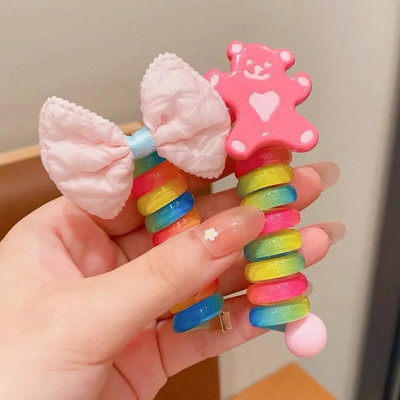 2 tk Candy Color Telefoni traat Hiar Bands Tüdrukute Elastsus Kummipael Elastsed Juuksepaelad Juuksenöör Lastele Scrunchy Peapaelad