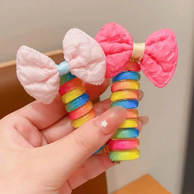 2 tk Candy Color Telefoni traat Hiar Bands Tüdrukute Elastsus Kummipael Elastsed Juuksepaelad Juuksenöör Lastele Scrunchy Peapaelad
