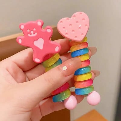 2 tk Candy Color Telefoni traat Hiar Bands Tüdrukute Elastsus Kummipael Elastsed Juuksepaelad Juuksenöör Lastele Scrunchy Peapaelad