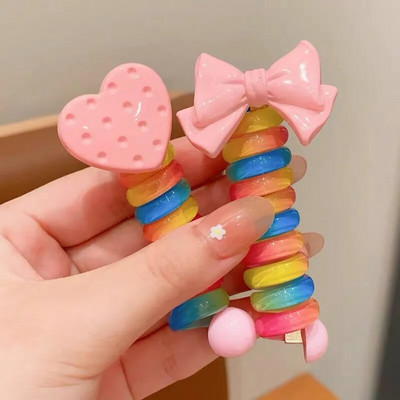 2 tk Candy Color Telefoni traat Hiar Bands Tüdrukute Elastsus Kummipael Elastsed Juuksepaelad Juuksenöör Lastele Scrunchy Peapaelad