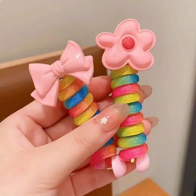 2 tk Candy Color Telefoni traat Hiar Bands Tüdrukute Elastsus Kummipael Elastsed Juuksepaelad Juuksenöör Lastele Scrunchy Peapaelad