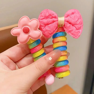 2 tk Candy Color Telefoni traat Hiar Bands Tüdrukute Elastsus Kummipael Elastsed Juuksepaelad Juuksenöör Lastele Scrunchy Peapaelad