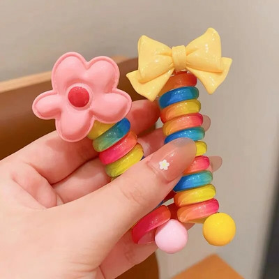 2 tk Candy Color Telefoni traat Hiar Bands Tüdrukute Elastsus Kummipael Elastsed Juuksepaelad Juuksenöör Lastele Scrunchy Peapaelad