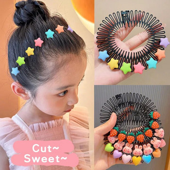 Деца Y2k лента за глава звезда сладки цветни щипки за коса зайче сладка принцеса момичета удължени ягодови цветя аксесоари за коса
