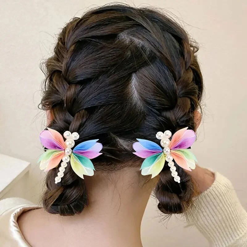 2Gb Cute Pearl Butterfly Matu Spraudītes Meitenēm Sweet Kids Matu sprādzes Barrette Vasaras Galvassegas Matu Aksesuāri Matu Ornamenta Spraude